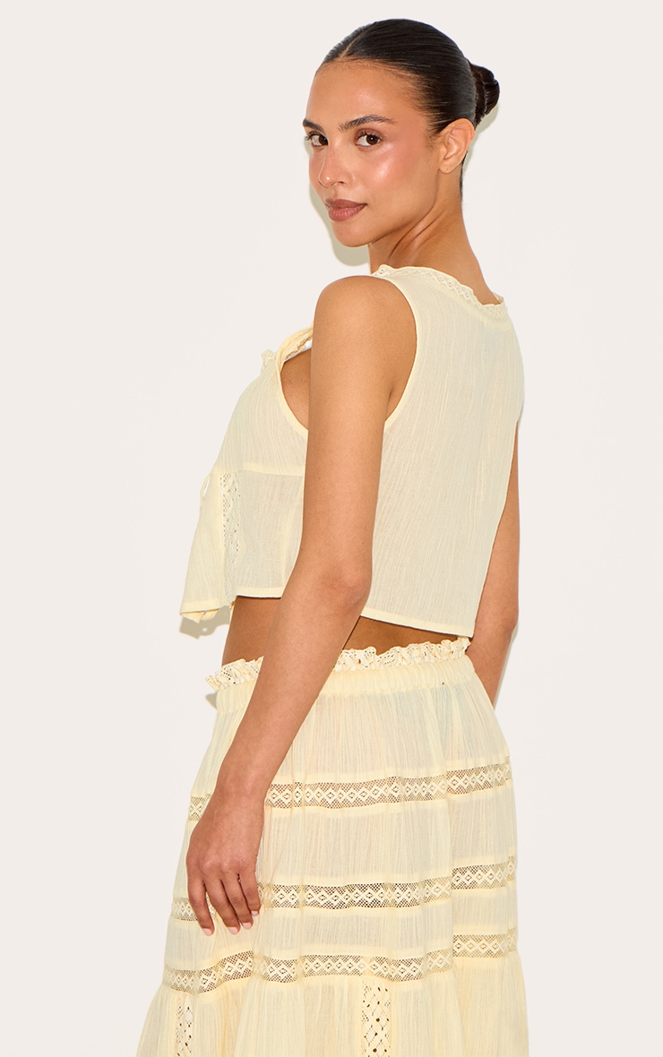 Petite Butter Cream Crinkle Broderie Tie Front Top image 2