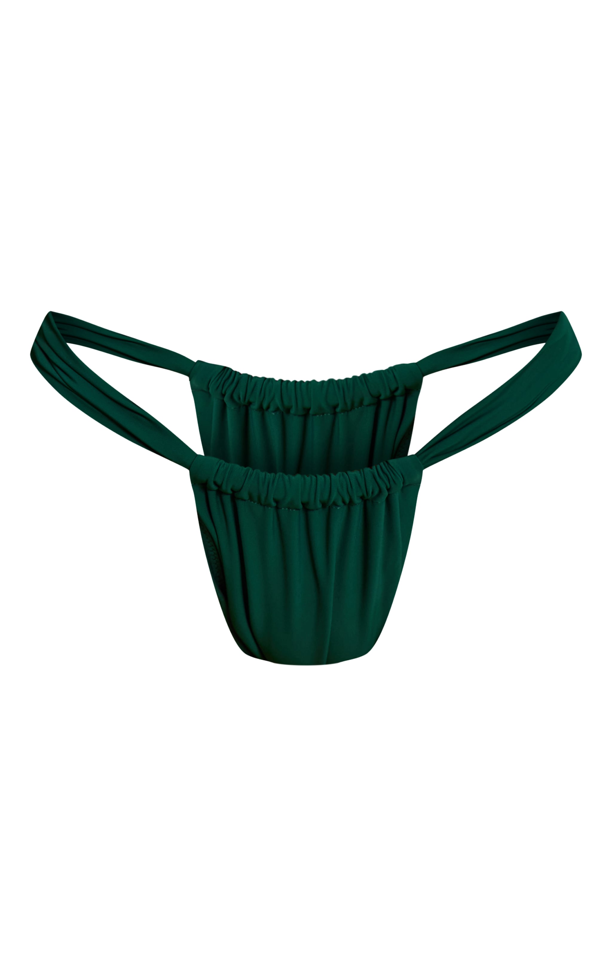 Emerald Green Thick Strap Ruched Bikini Bottom image 5