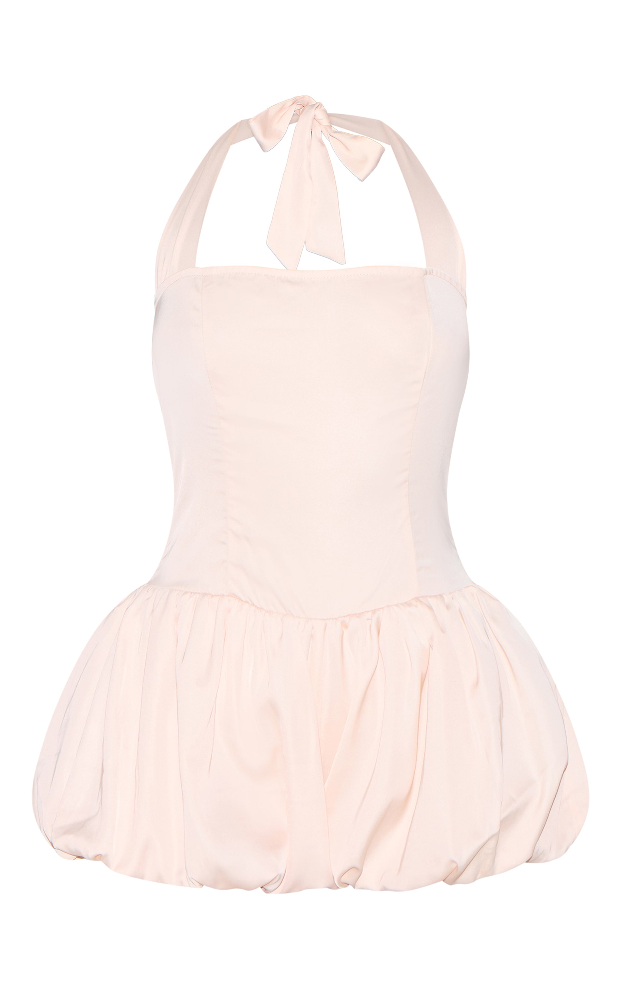Almond Satin Halter Neck Puffball Romper image 5