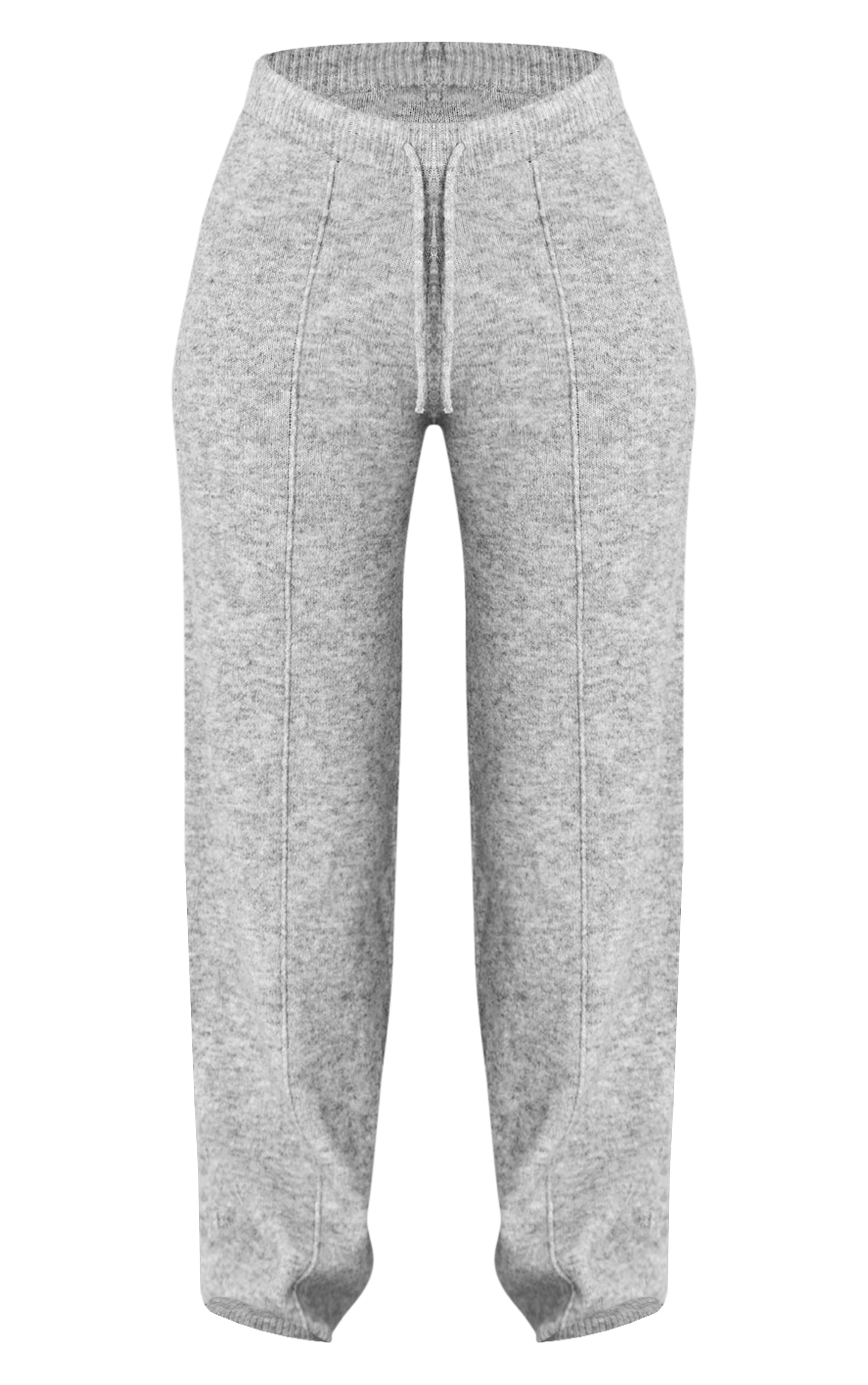 Petite Grey Marl Drawstring Knitted Pants image 5