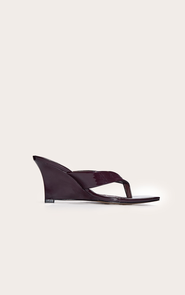 Chocolate Pu Padded Toe Thong Square Toe Mule image 2