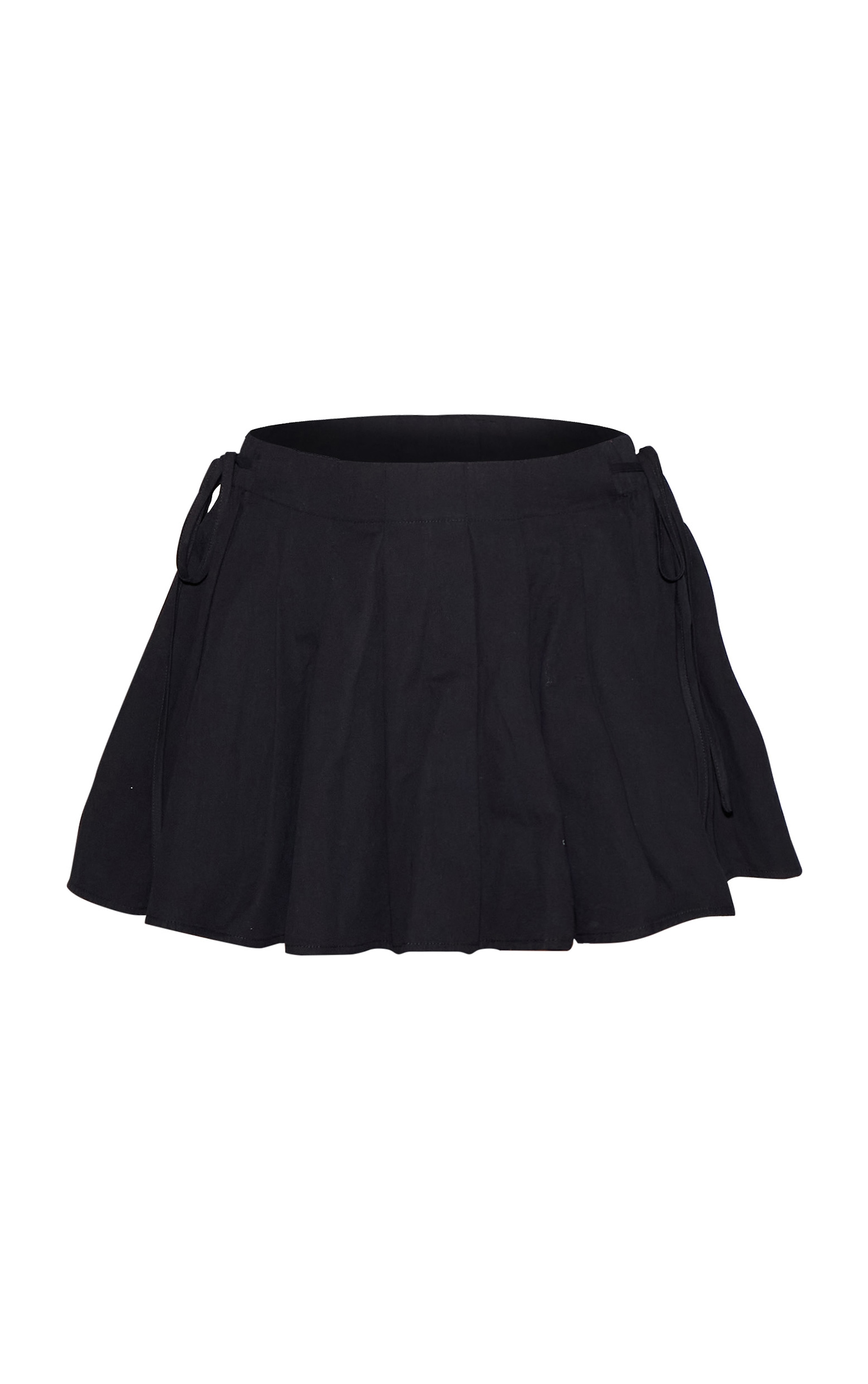 Black Cotton Ruched Side Pleated Mini Skirt image 6