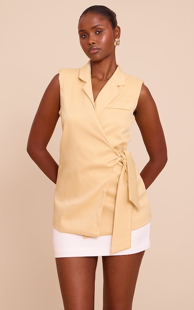 Butter Yellow Tie Waist Waistcoat