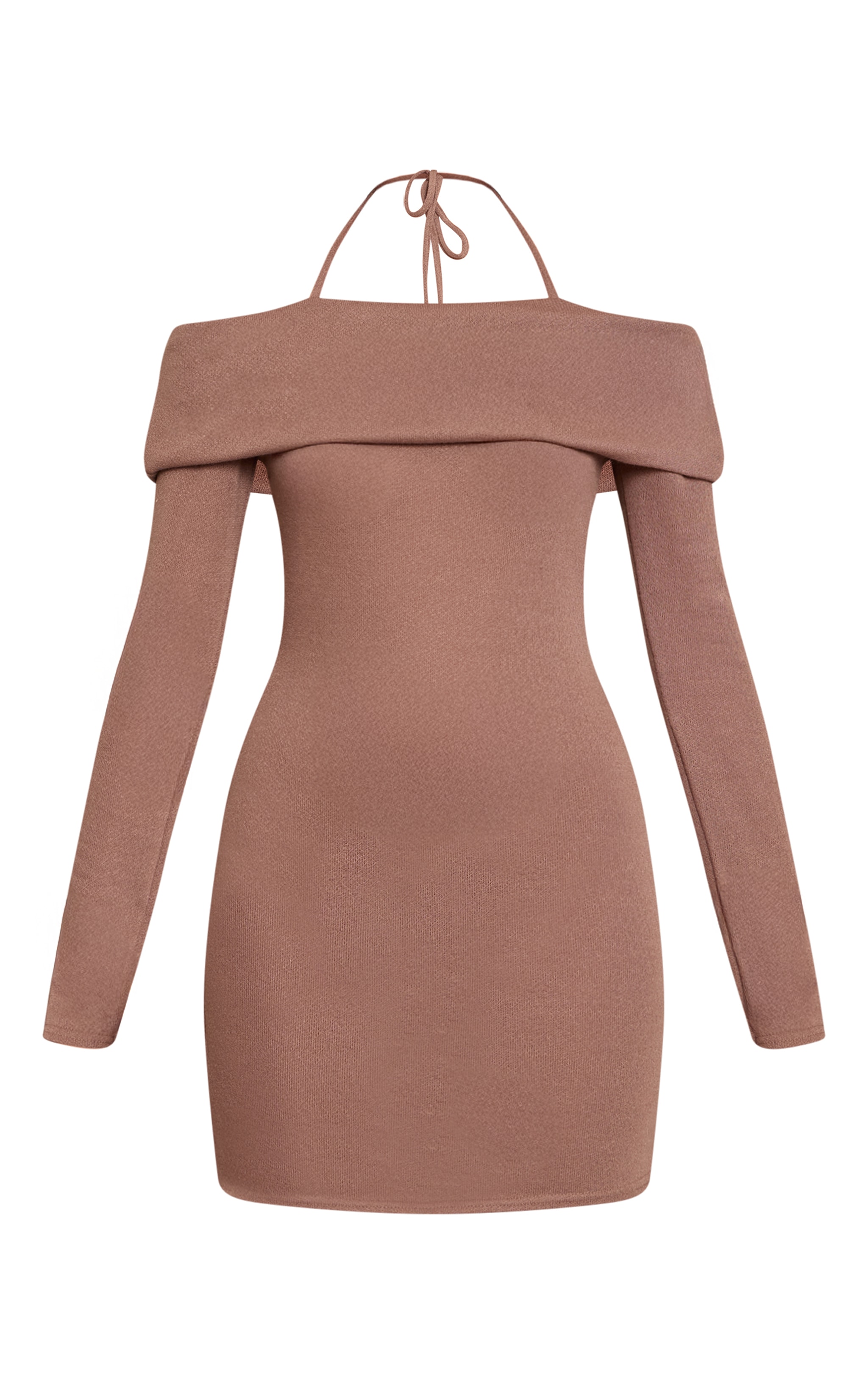 Taupe Textured Jersey Bardot Mini Dress image 5