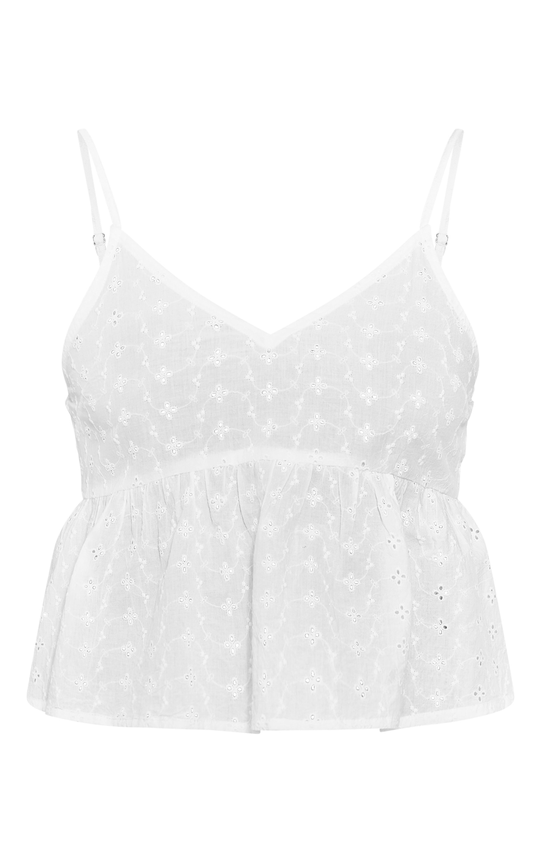 White Broderie Floaty Cropped Cami Top image 5