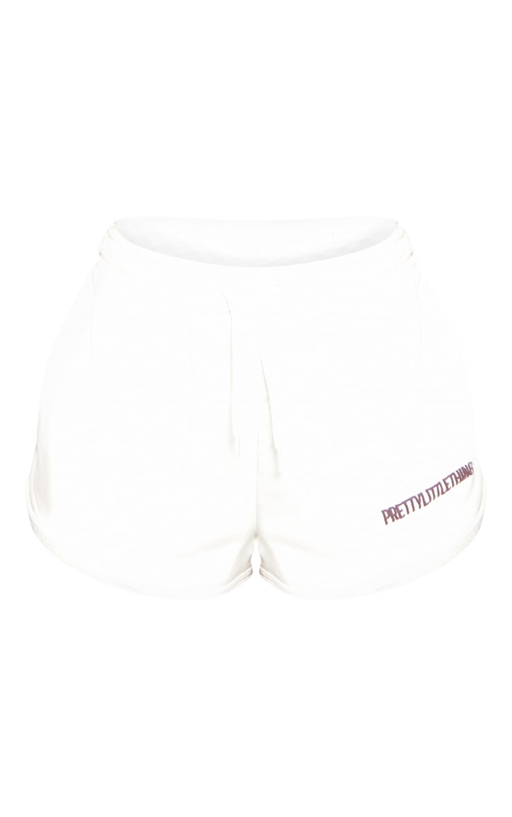 PRETTYLITTLETHING Cream Print Runner Shorts image 6