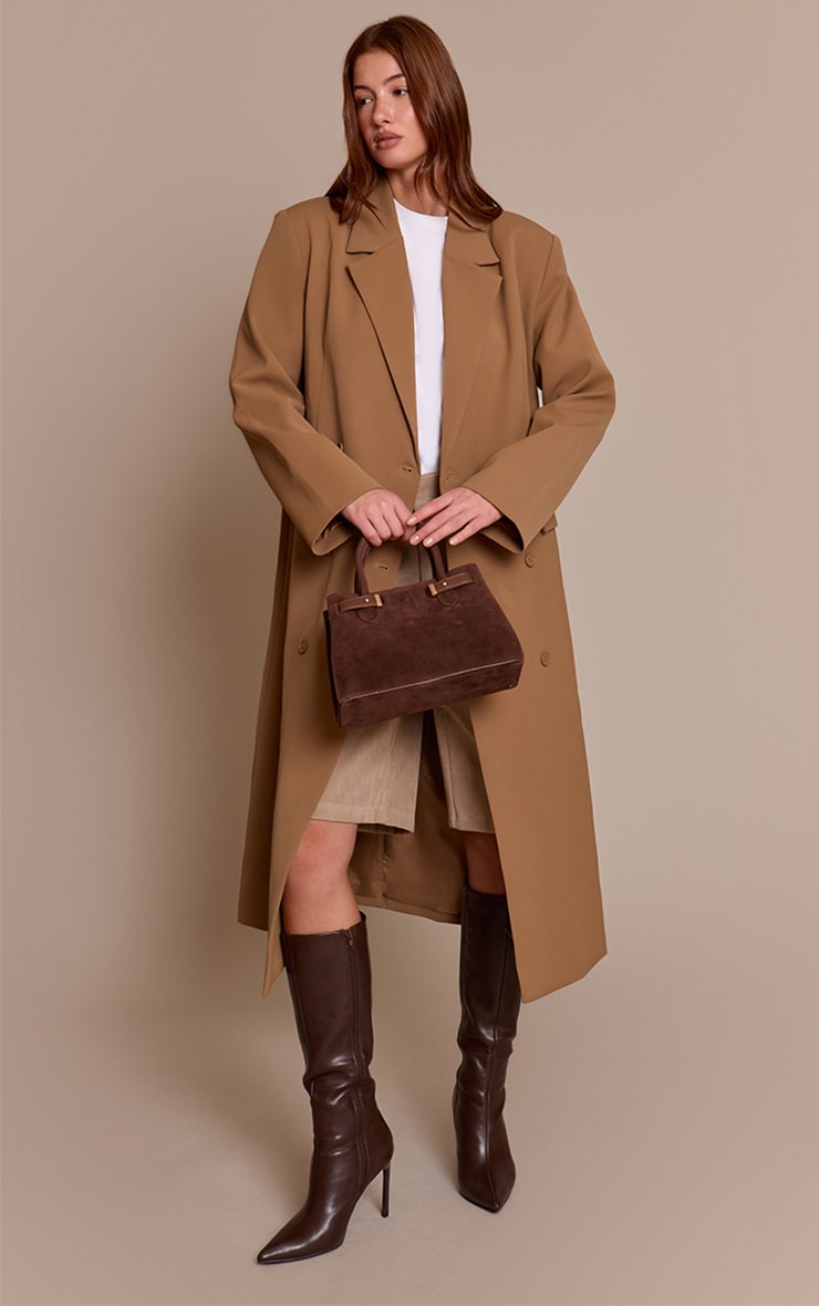 Taupe Maxi Tailored Double Breasted Jacket  image 2