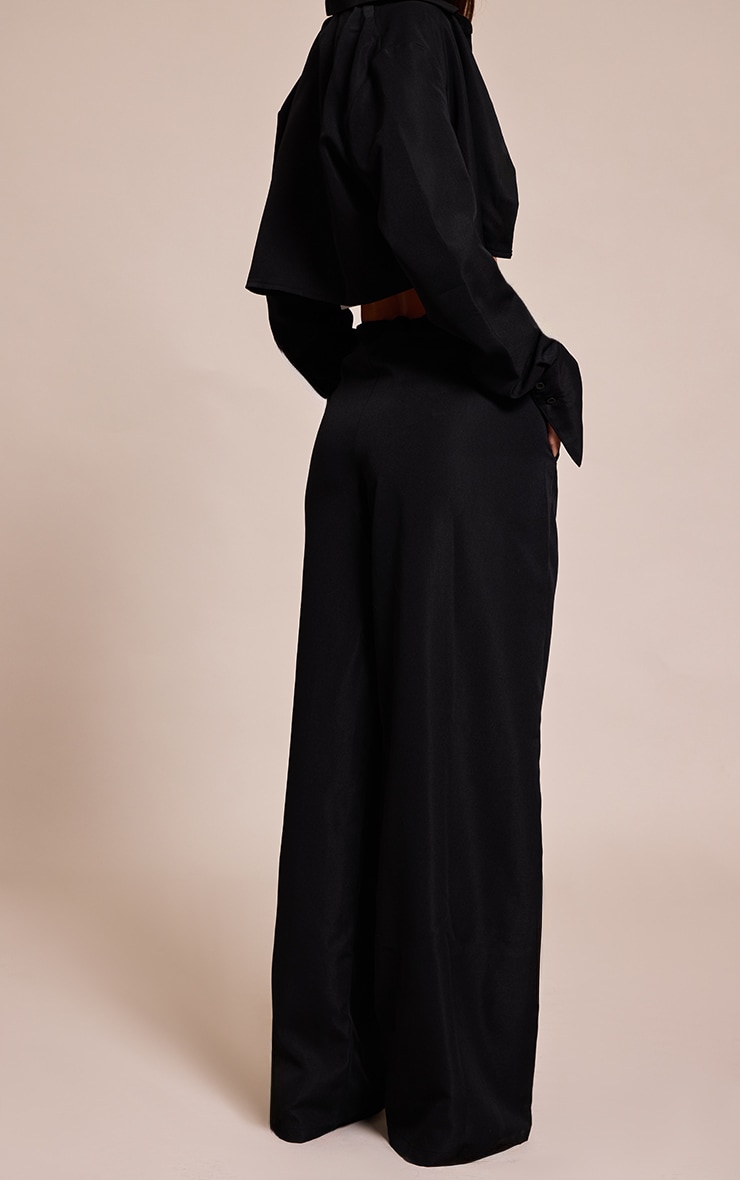 Black Oversized Drawstring Straight Leg Pant image 3