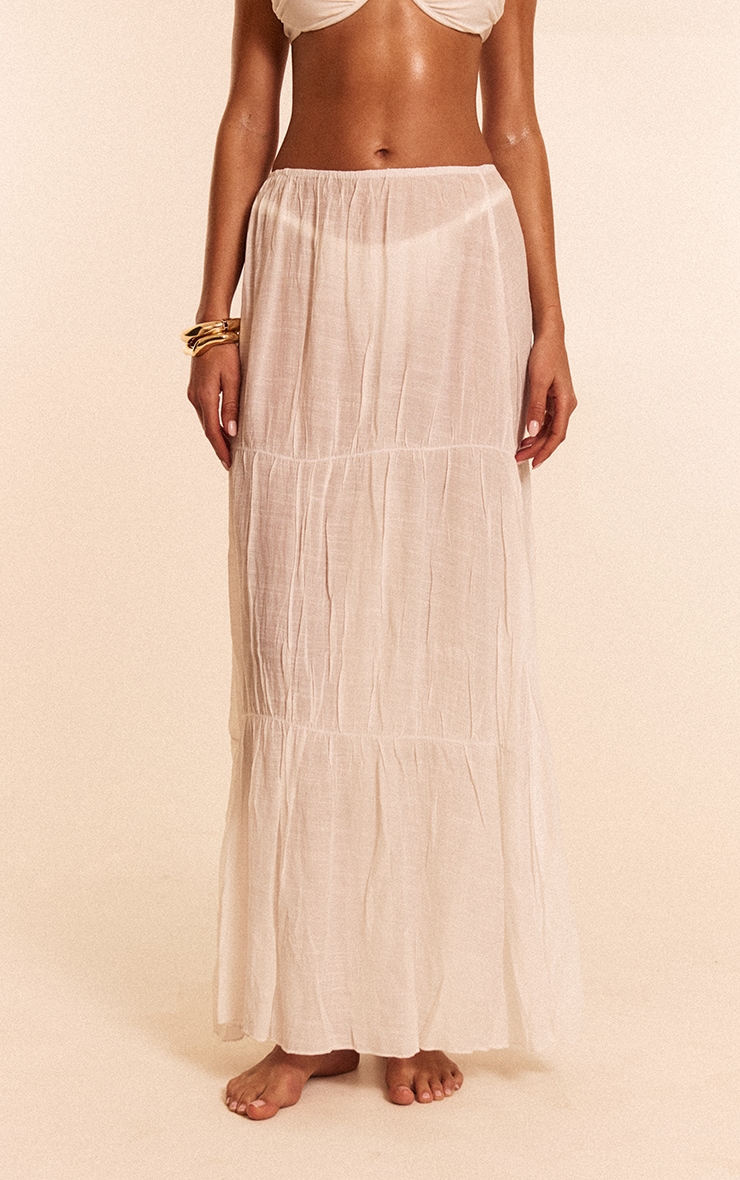 スカート RONRON LAYERED KNIT BEACH SKIRT WHITE VV25BSK1851WH Maxi Skirts – Blanca Studio