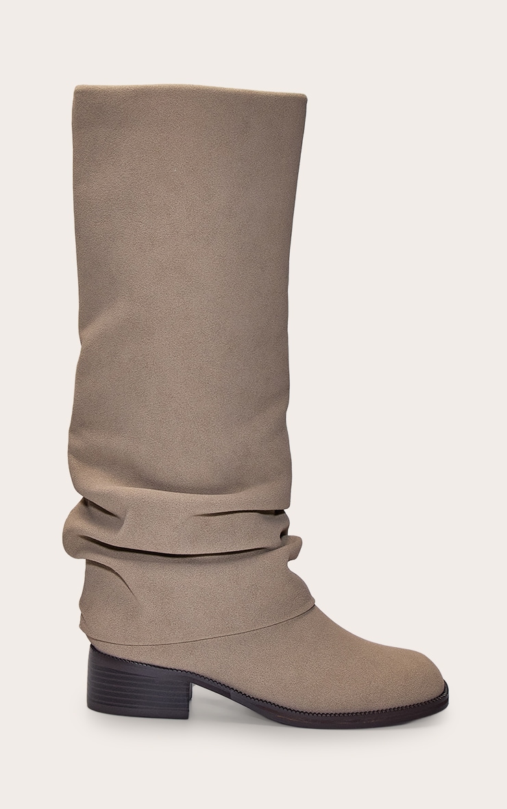 Stone Ruched Block Heeled Knee High Boot image 2