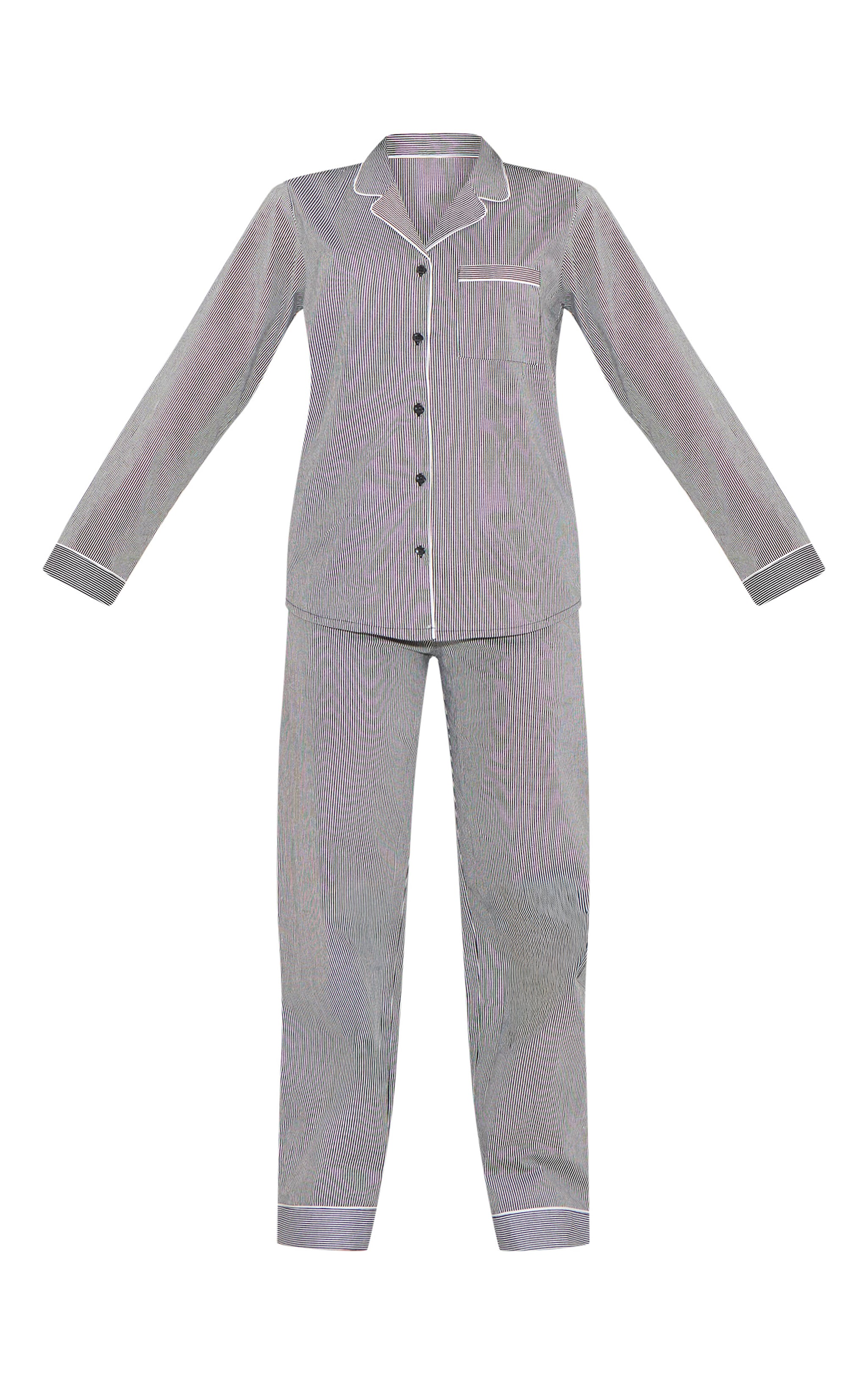Navy Pinstripe Cotton Poplin Long Pj Set image 5