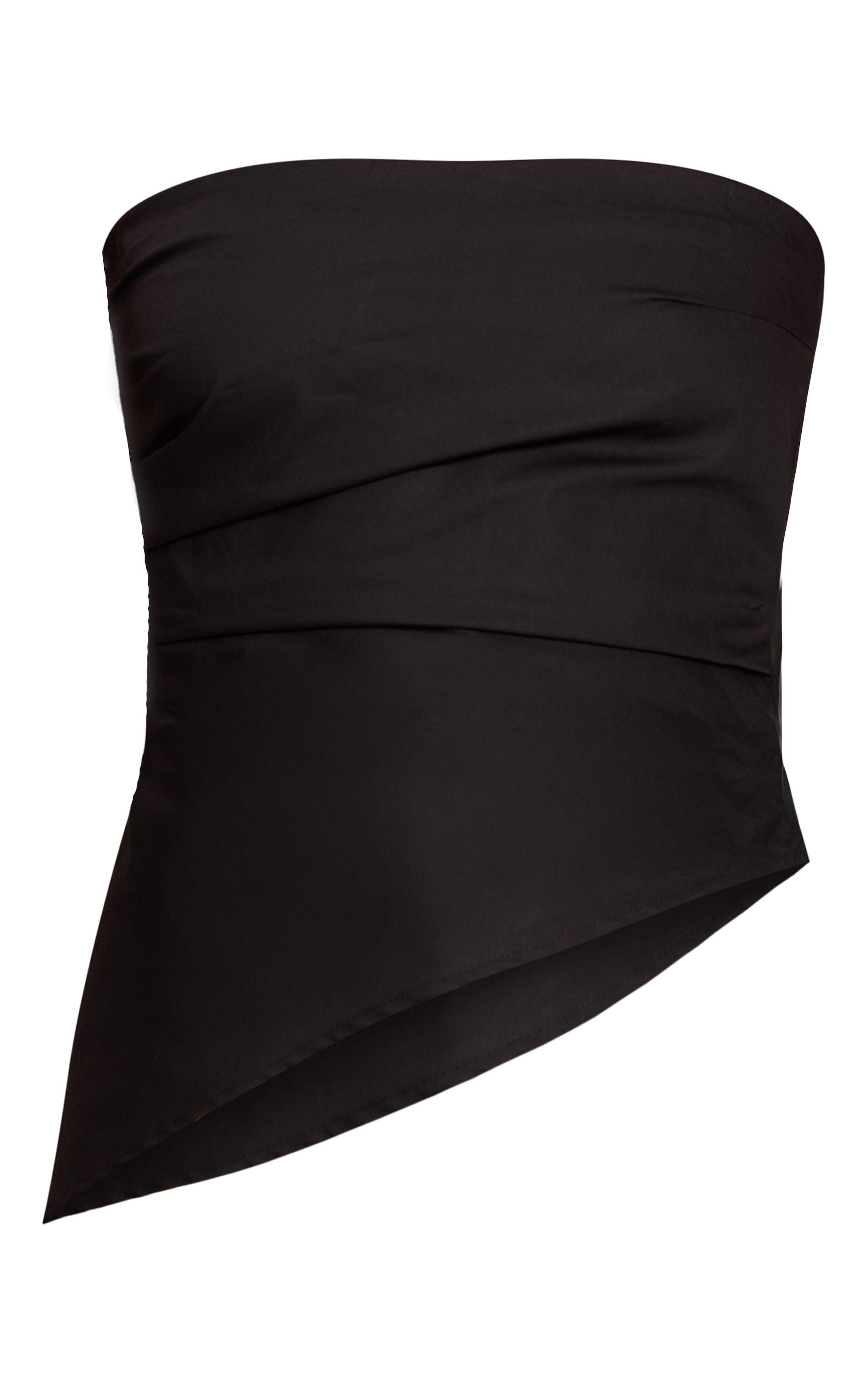 Black Bandeau Asymmetric Ruched Detail Top image 5