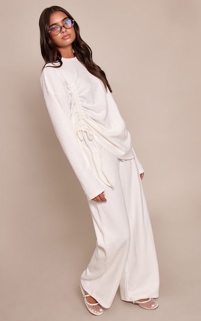 Cream Super Soft Wide leg Pant