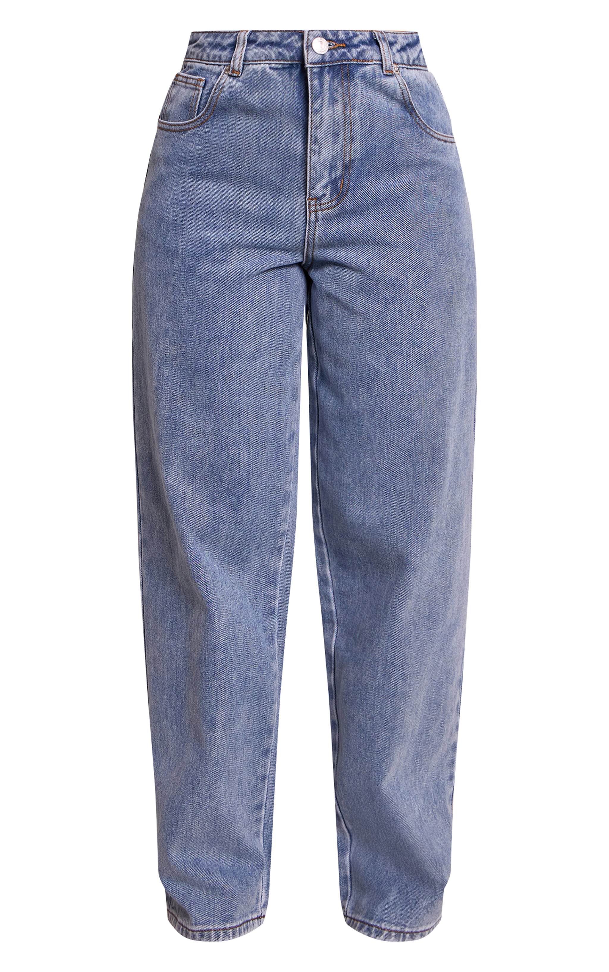 Petite Mid Blue Wide Leg Jeans image 5