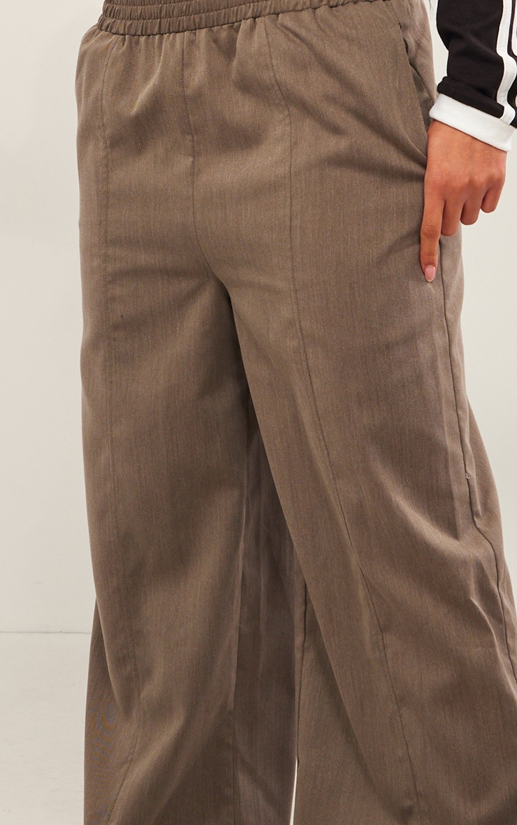 Khaki Marl Woven Pintuck Elasticated Waist Pants image 4