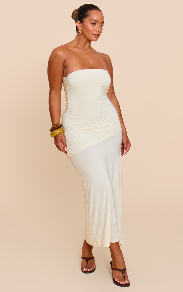 Shape Butter Cream Ruched Bandeau Midaxi Dress image 3
