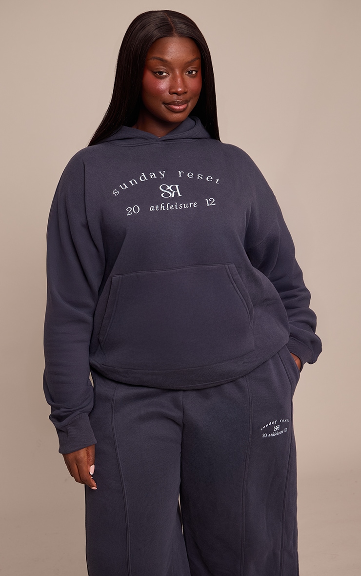 Plus Navy Sunday Reset Embroided Hoodie image 4