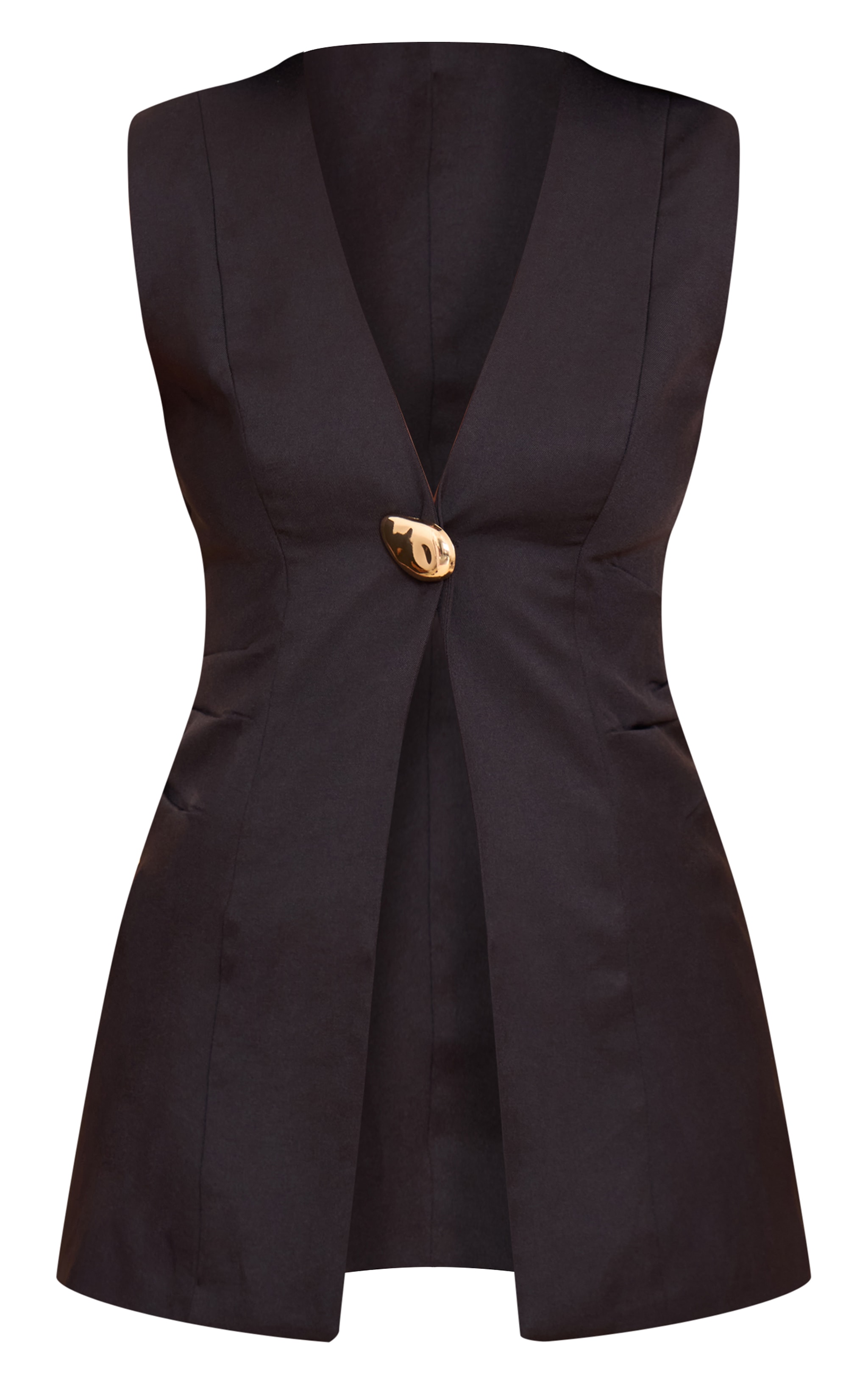 Black Hardware Collarless Vest image 5