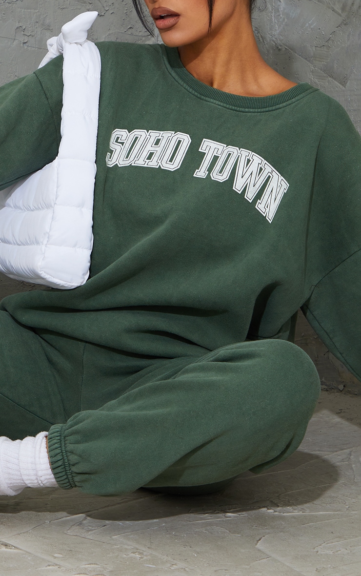 Green Washed Soho Town Printed Sweatshirt image 2