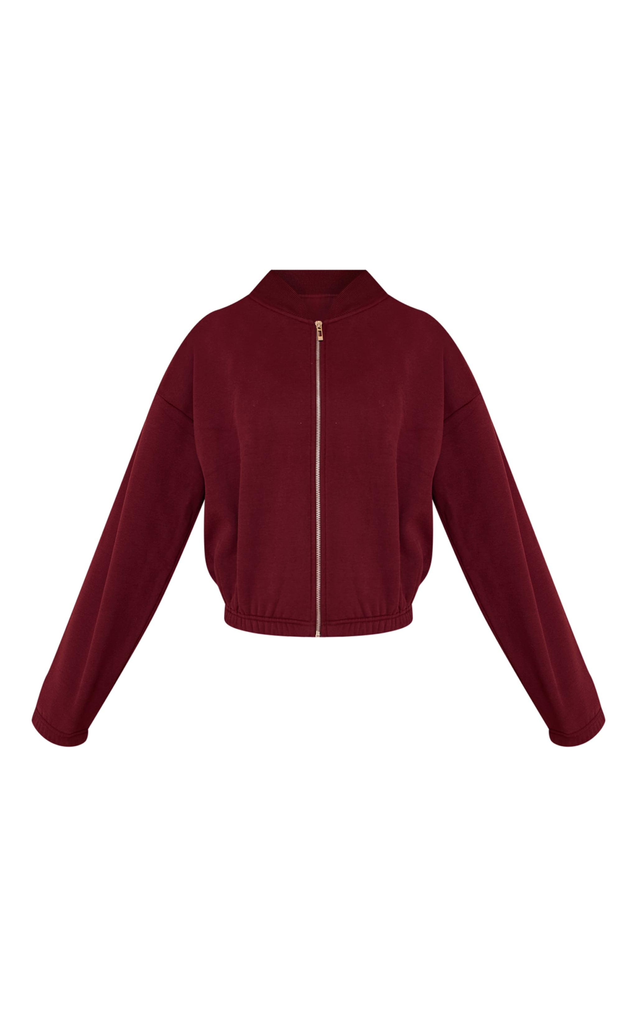 Wine Cotton Fleece Bomber Jacket image 5