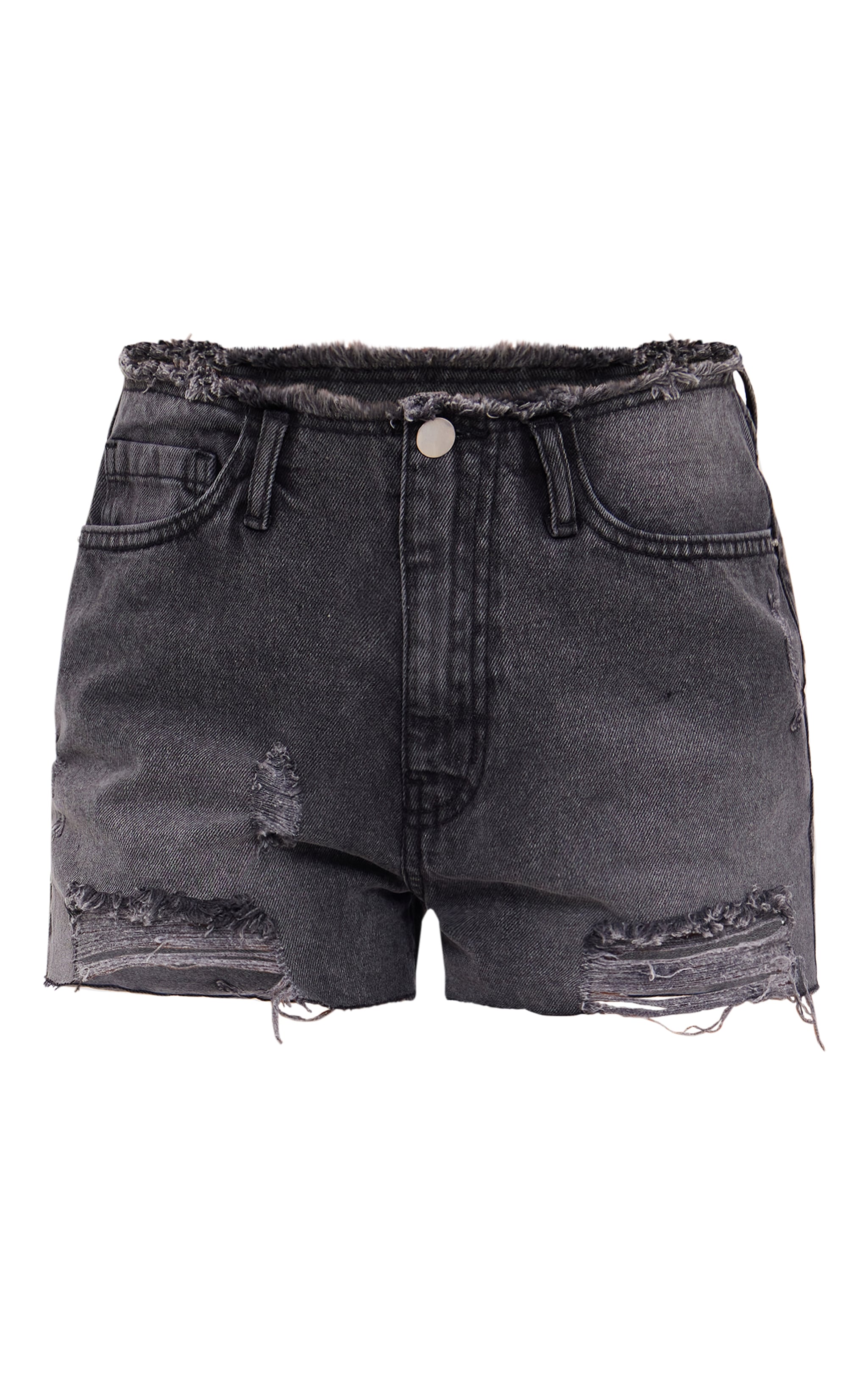 Grey Raw Edge Denim Hotpants image 6