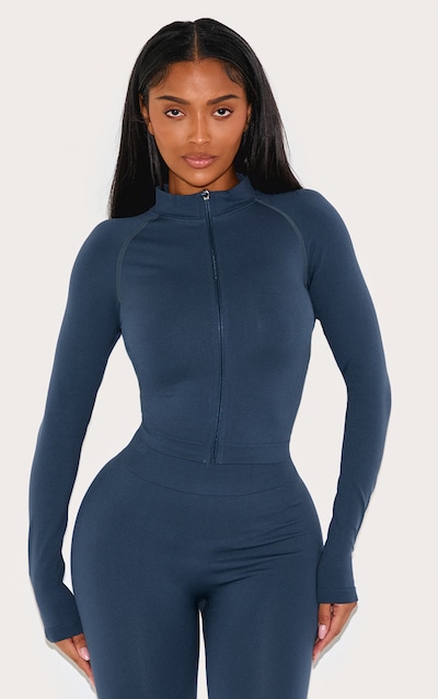 Shape Veste de sport bleu marine sans coutures à zip