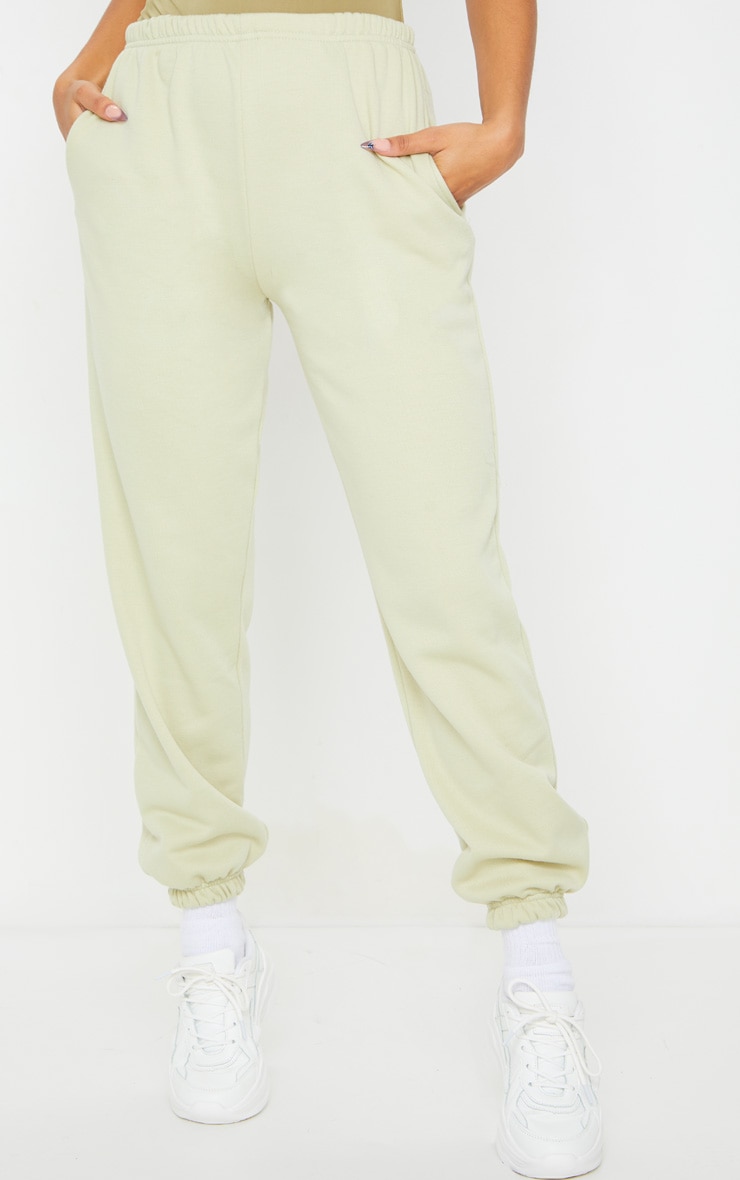 Olive Sweat Cuffed High Waist Track Pants image 2