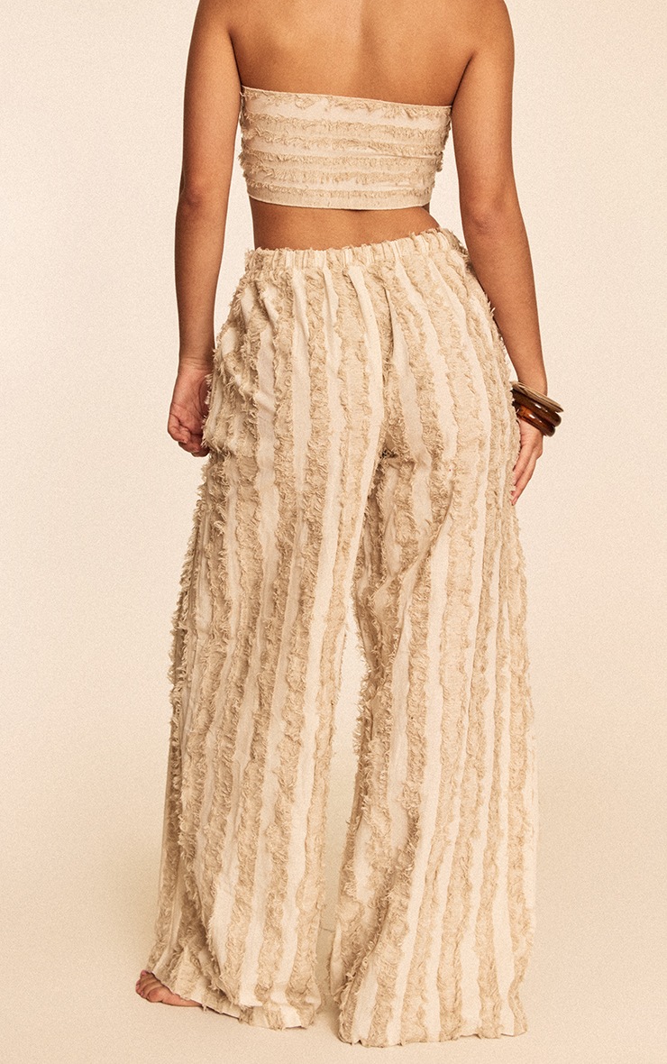 Stone Frayed Textured Wide Leg Beach Pants image 3