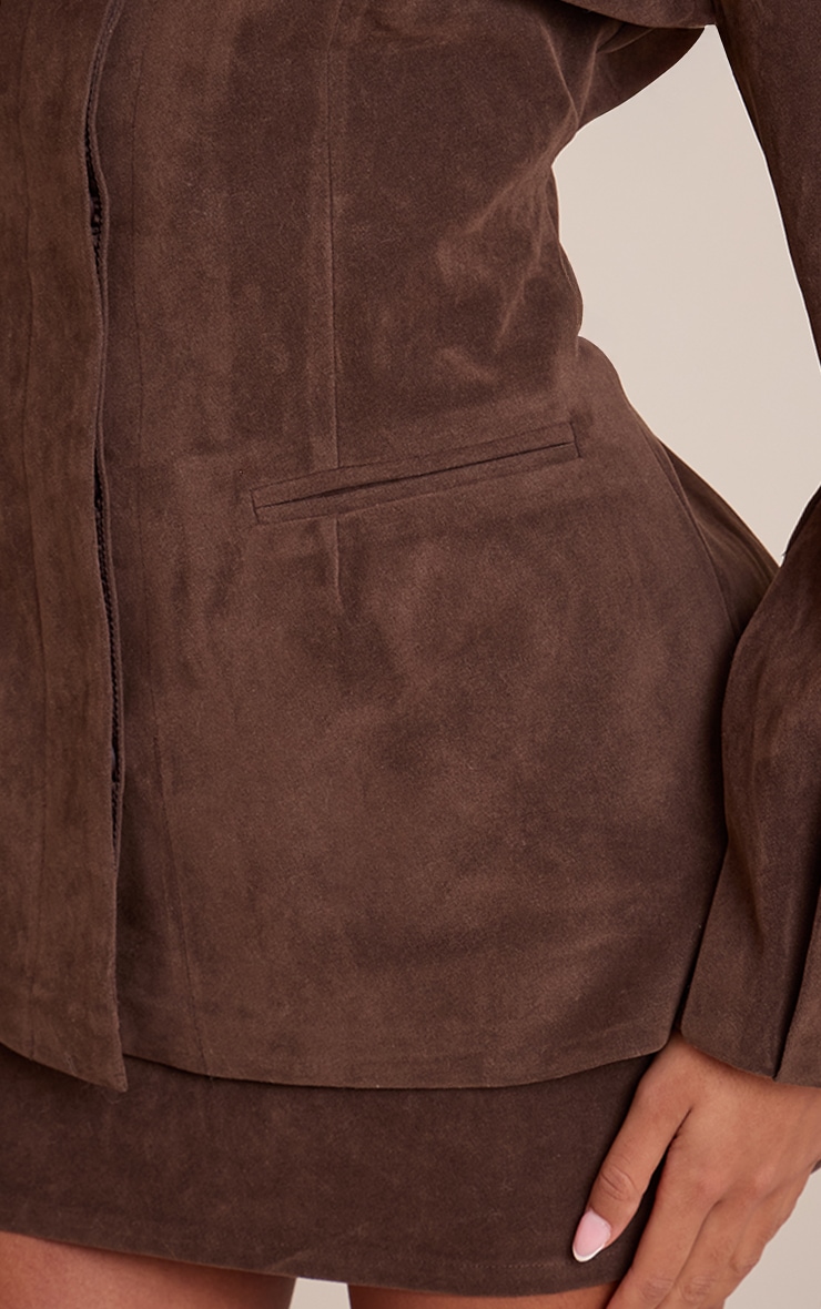 Tall Dark Brown Suede Mini Skirt image 5