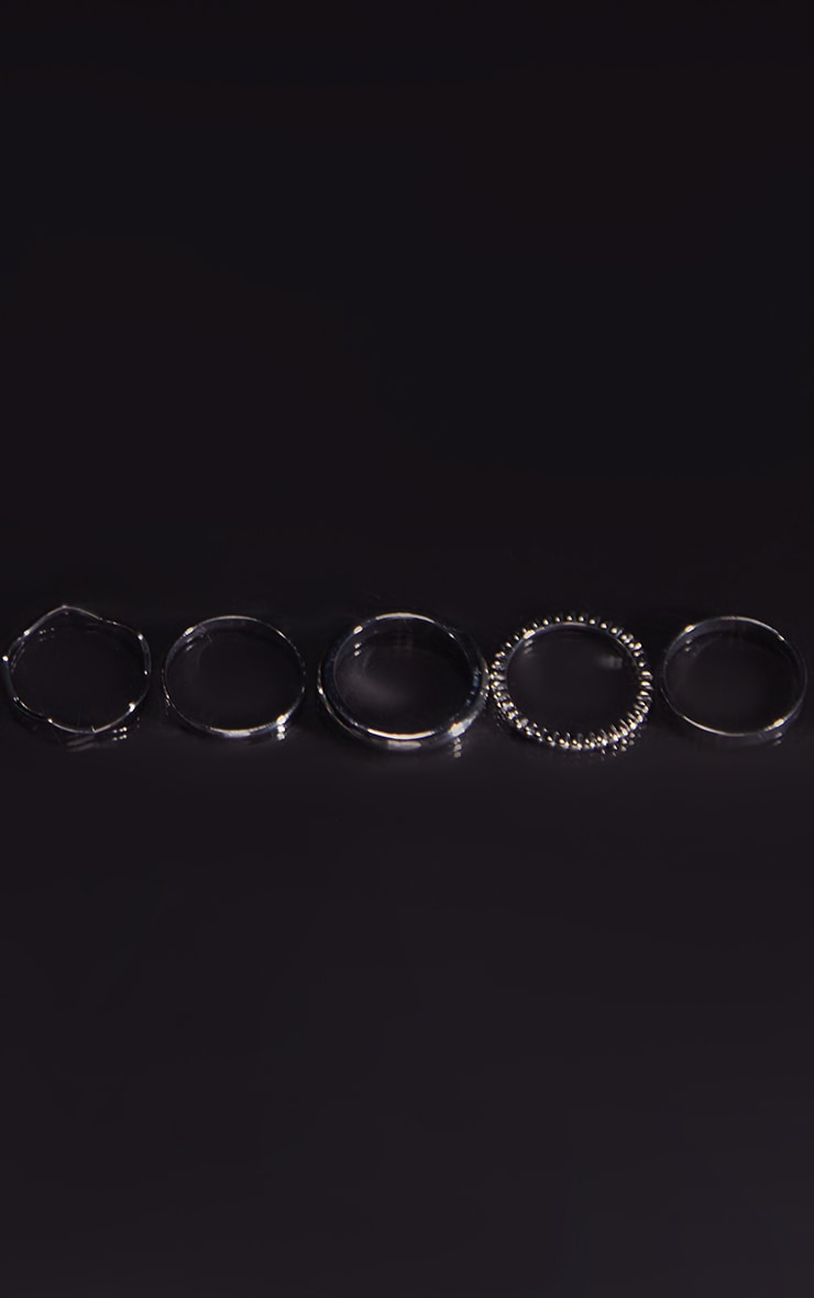 Silver Multipack Crinkle Rings image 2