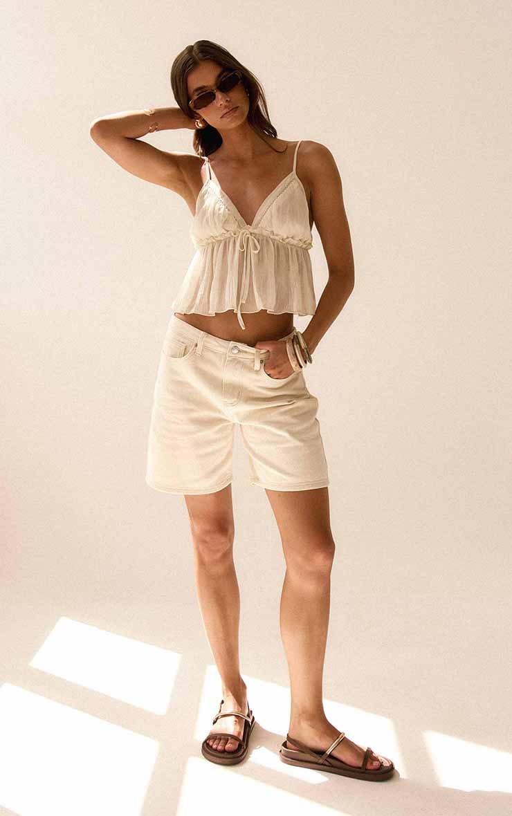 Butter Yellow Low Rise Denim Jorts image 2