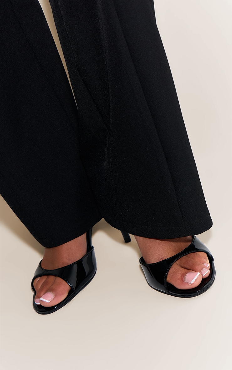 Black Patent Round Toe Barely There Heeled Sandals image 1