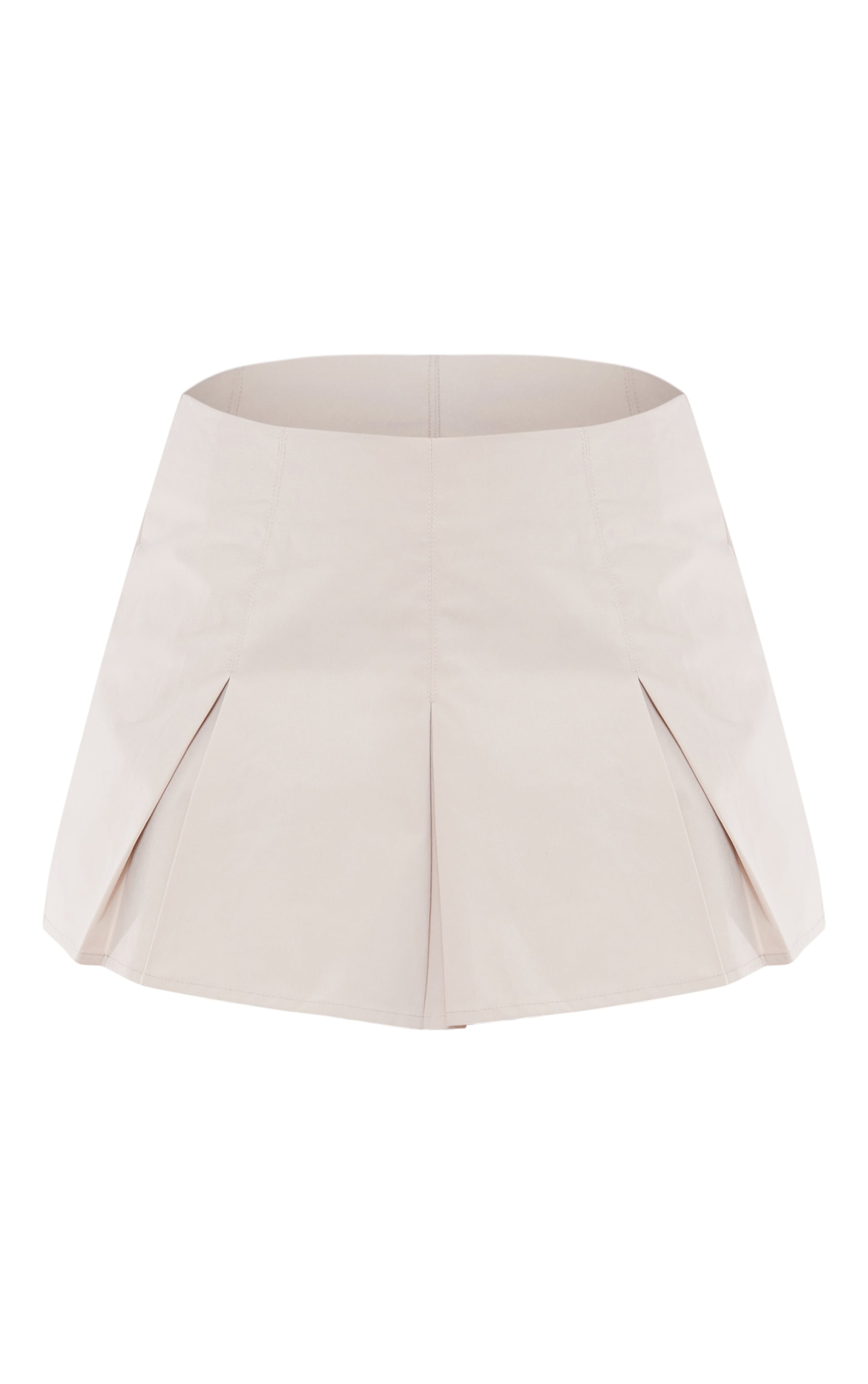 Jupe-short de tailleur patineuse tissée gris pierre à plis creux image 6