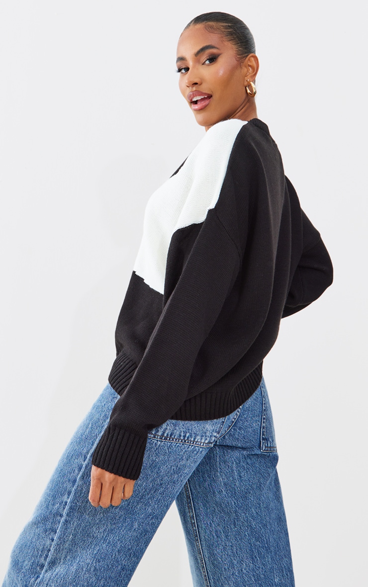 Monochrome Ying Yang Oversized Knit Jumper PrettyLittleThing UAE