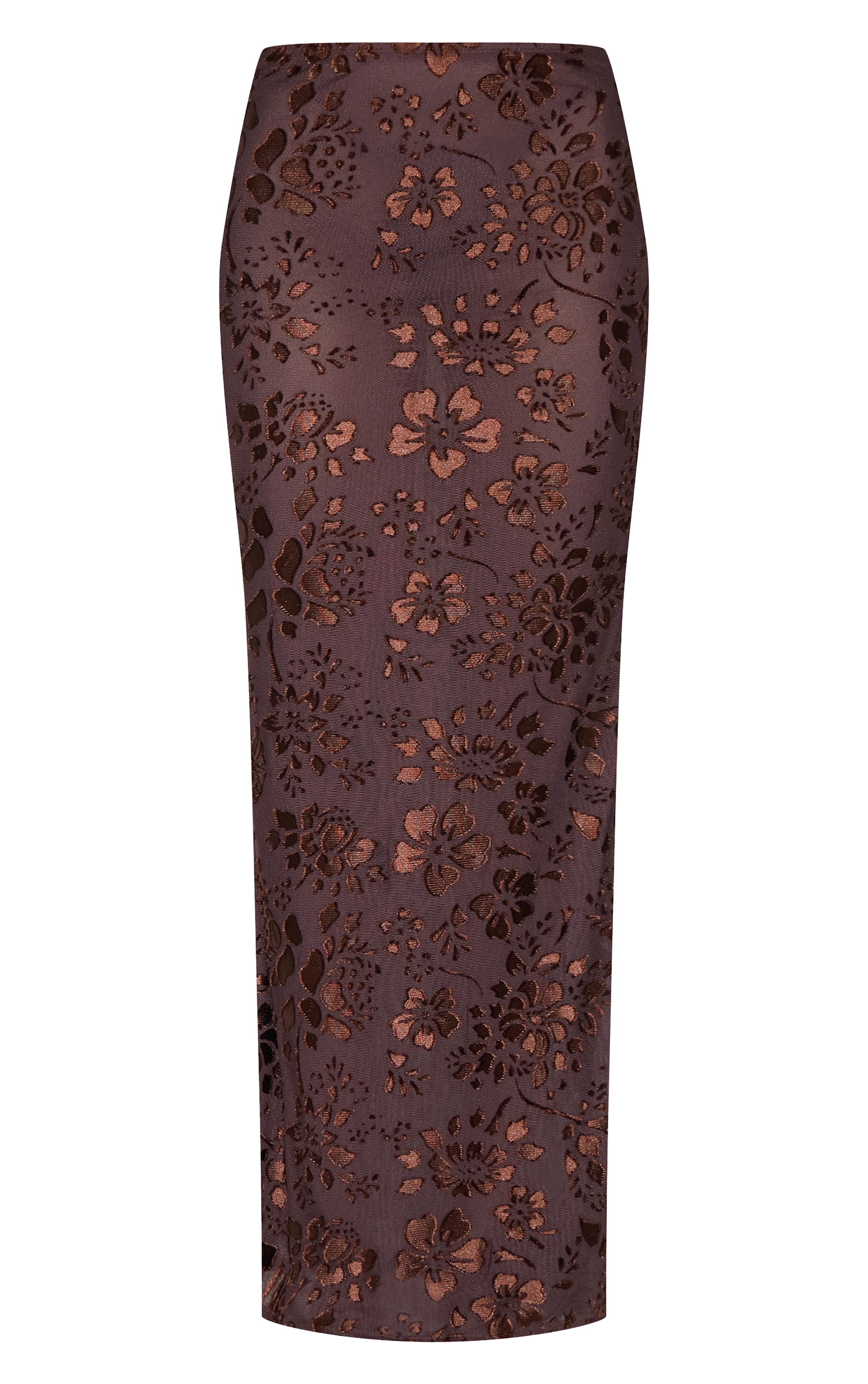Jupe longue chocolat transparente fleurie image 5