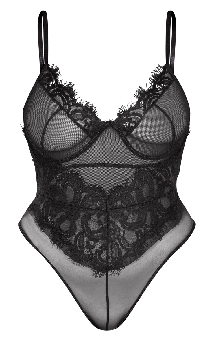 Plus black bust cup lace detail body colors knit