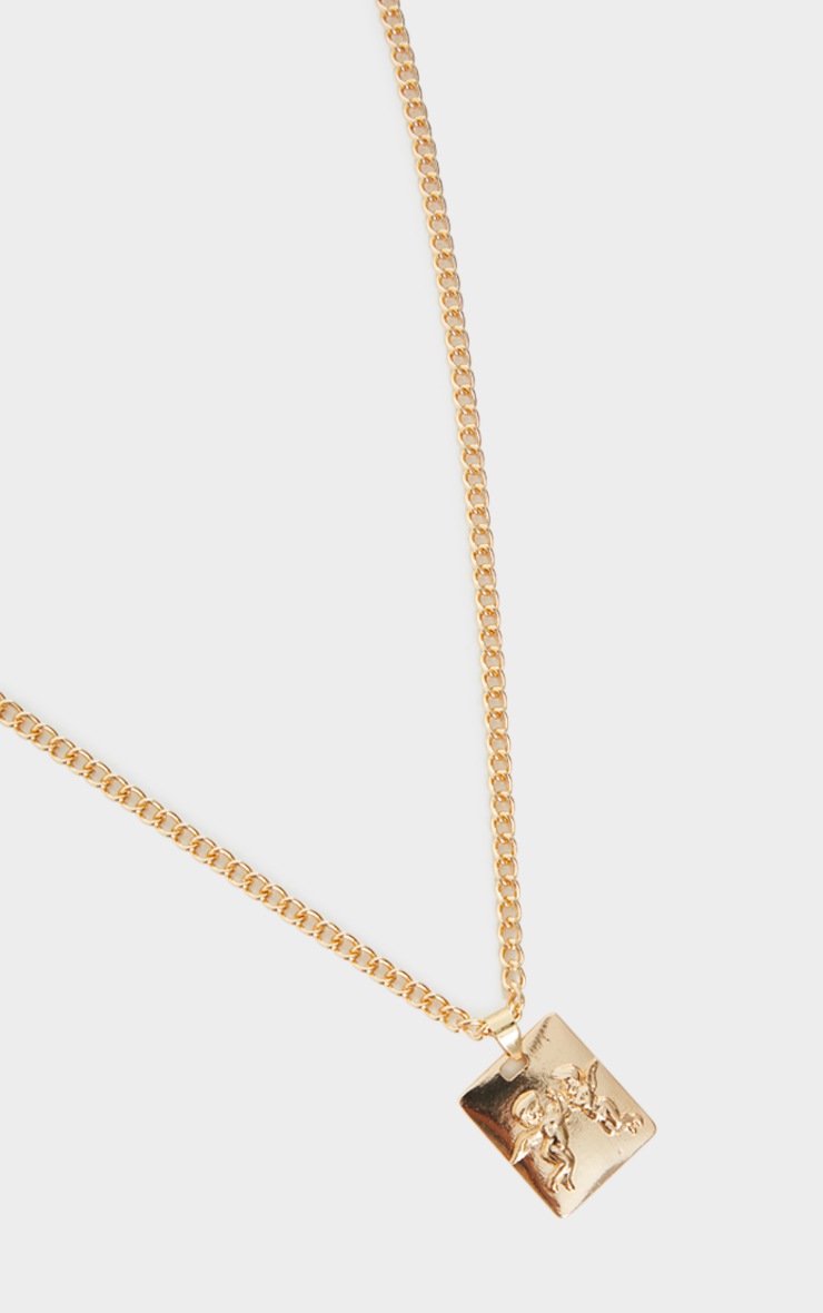 Gold Cherub Pendant Necklace