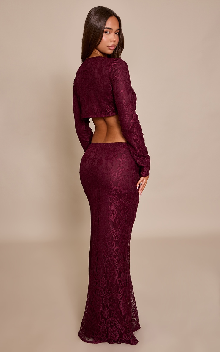 Plum Lace Mid Rise Maxi Skirt image 3