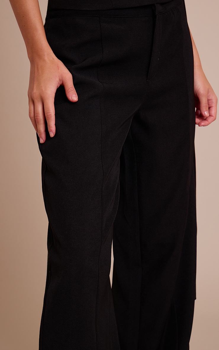 Black Tailored Woven Seam Detail Pants image 4