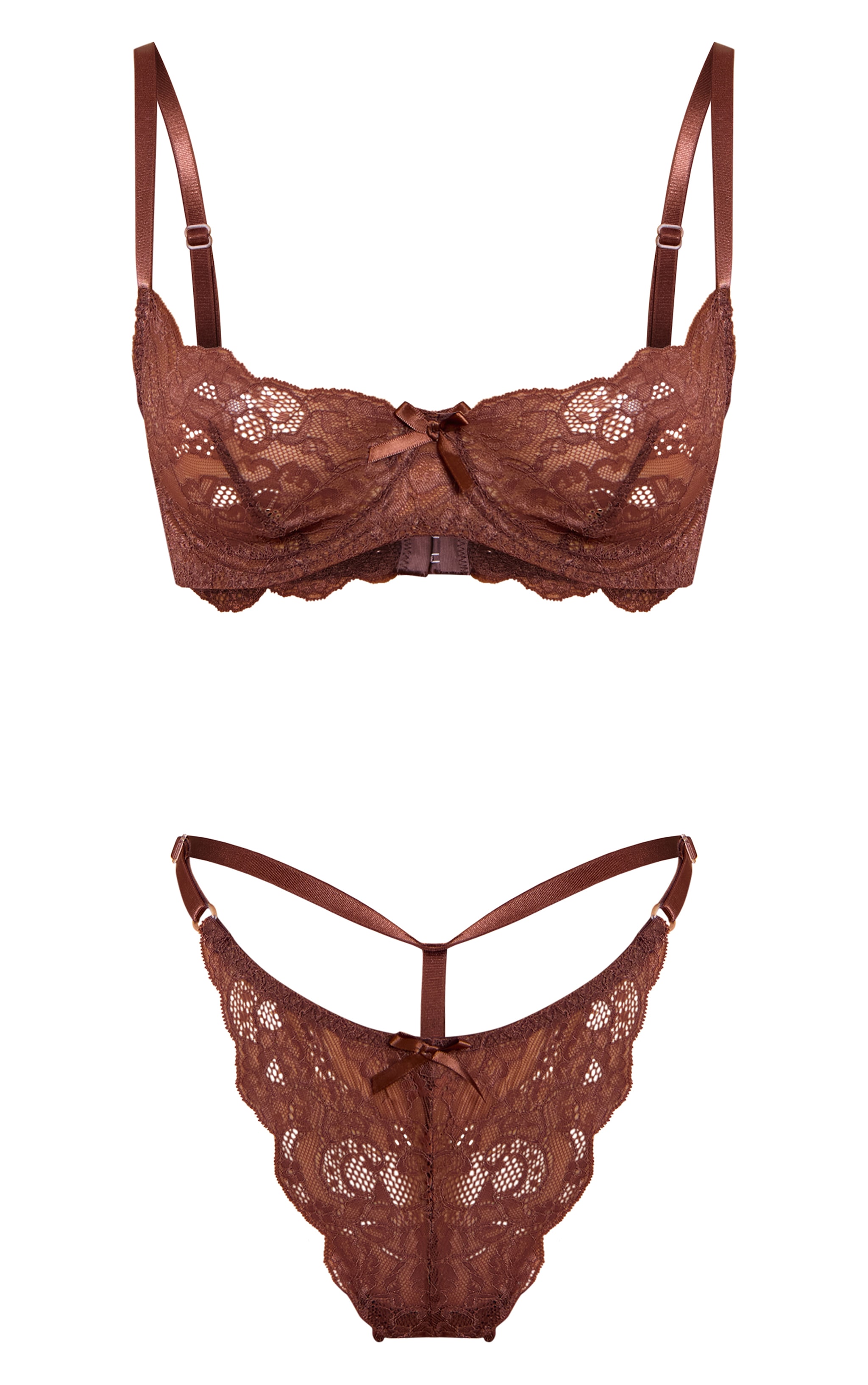 Chocolate Lace Underwire Lingerie Set image 5
