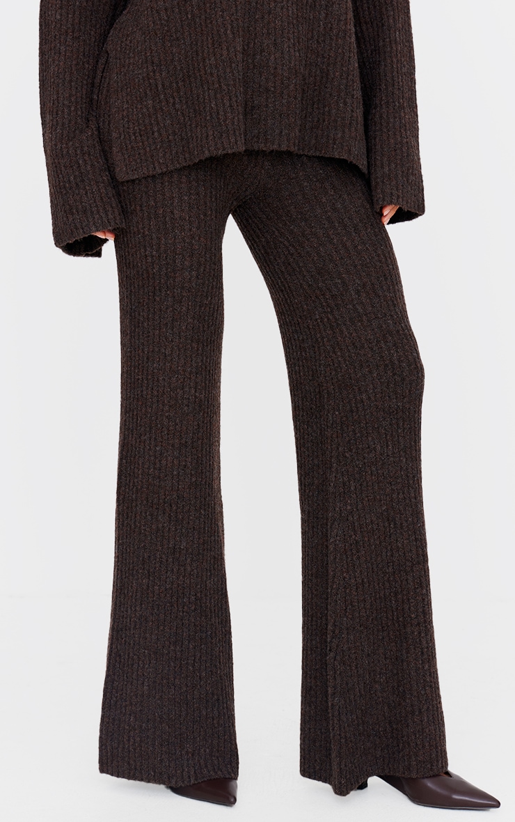 Tall Chocolate Luxe Rib Knit Wide Leg Pants image 2