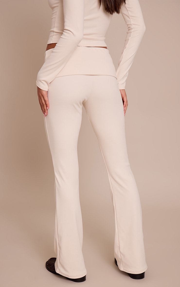 Cream Soft Touch Foldover Waistband Flare Pant image 3