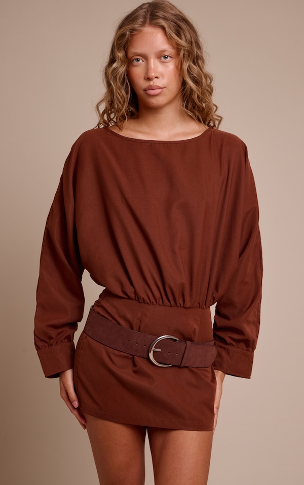 Chocolate Cotton Poplin Bodycon Dress