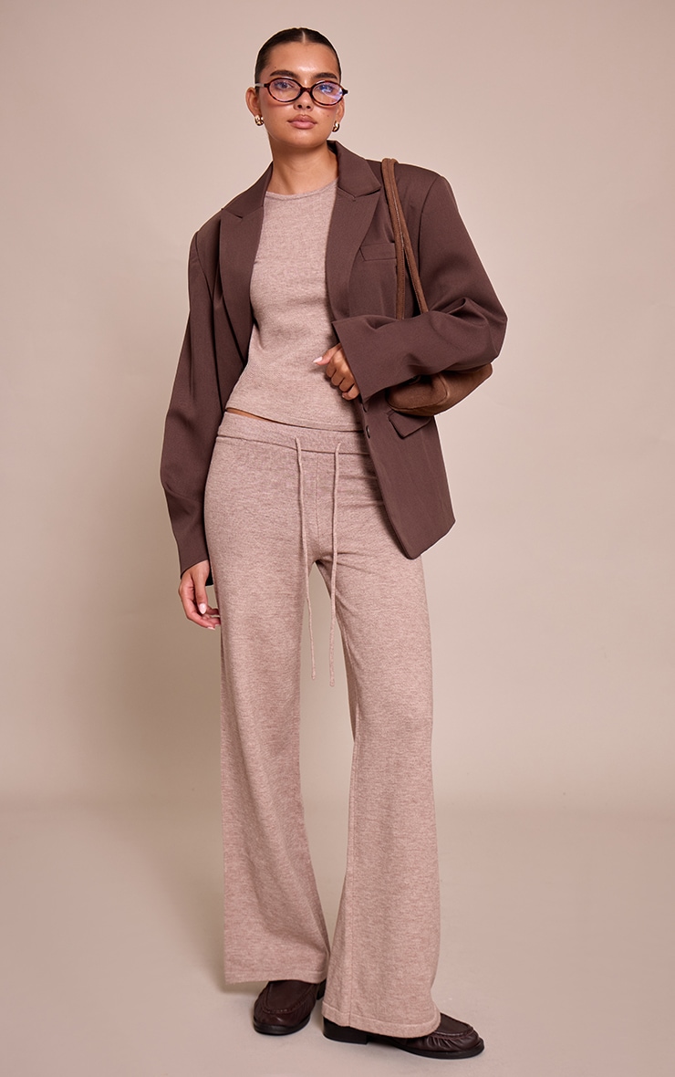 Taupe Long Sleeve Fine Knit Top image 3
