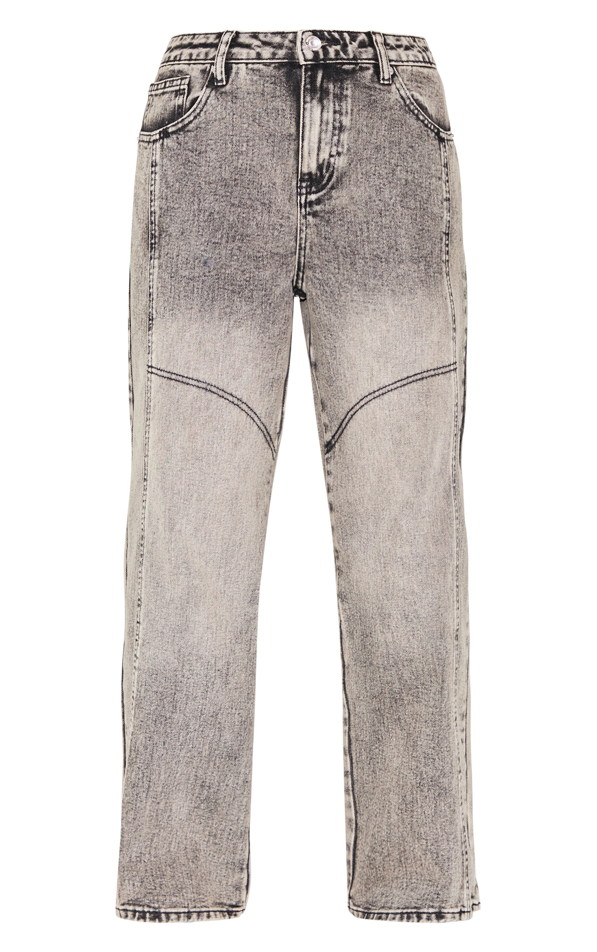Petite Grey Denim Seam Detailed Wide Leg Jeans image 5