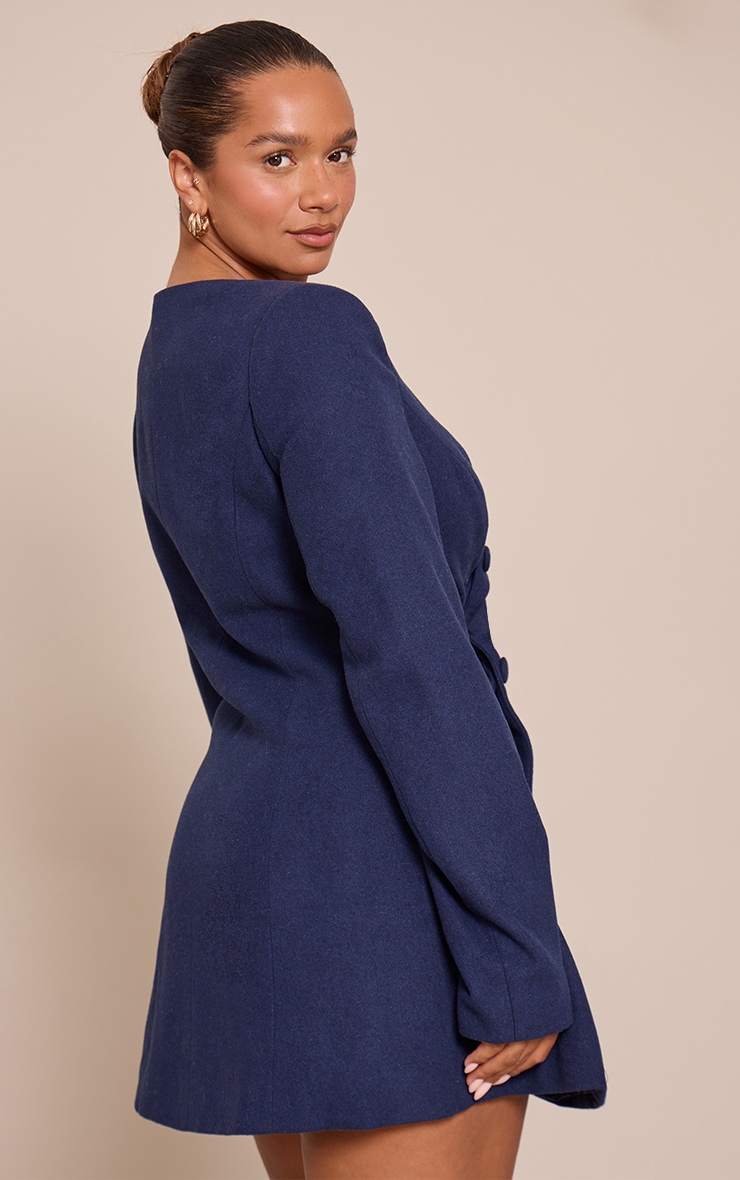 Shape Navy Wool-Look Button Front Blazer Dress image 2