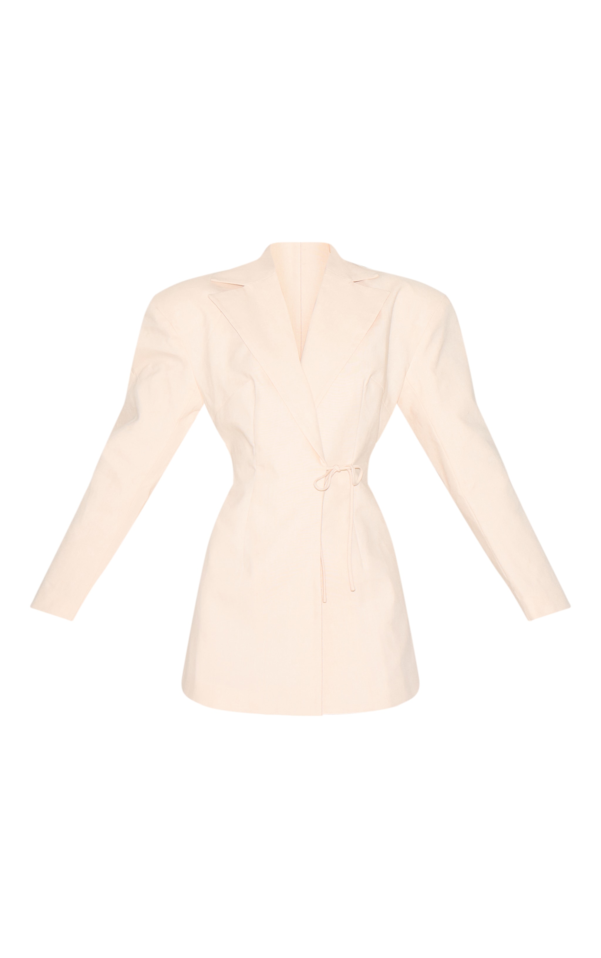 Cream Linen Blend Tie Detail Blazer Dress image 5