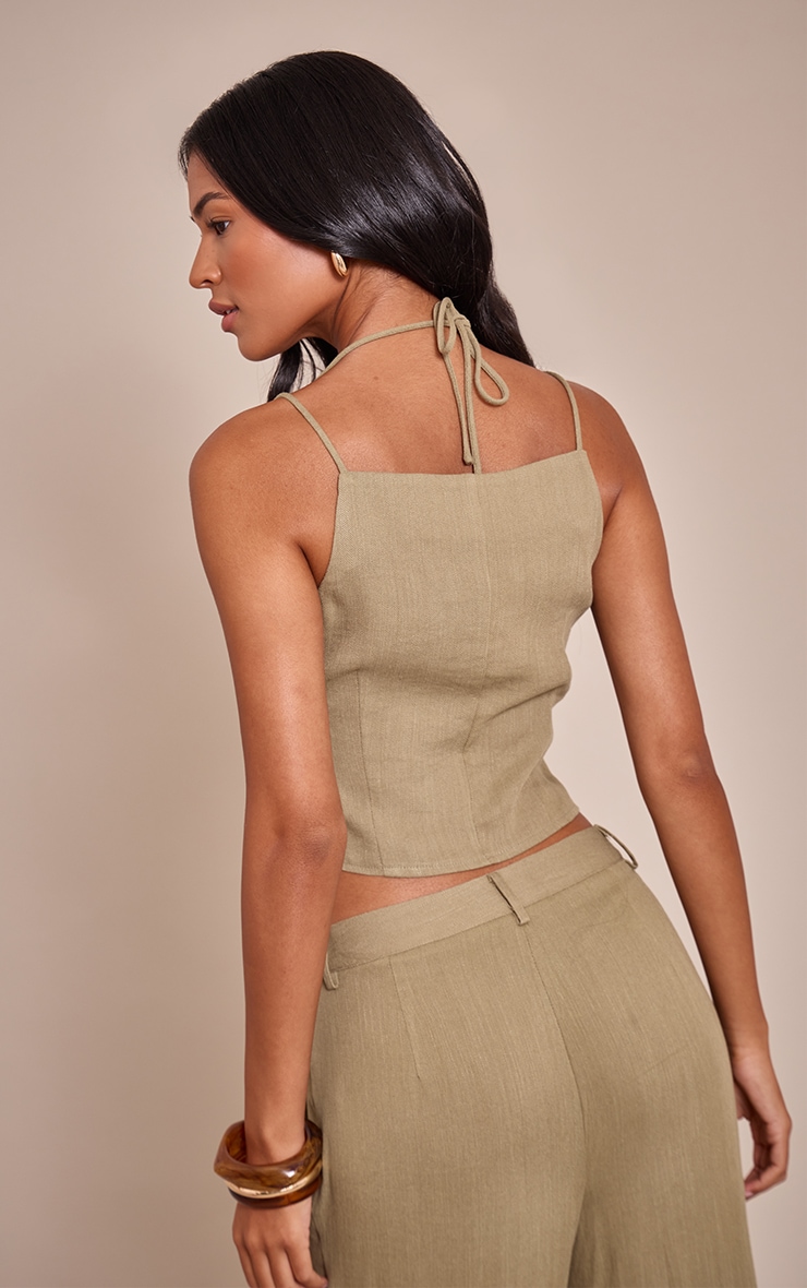 Tall Sage Green Textured Strap Detail Top image 2