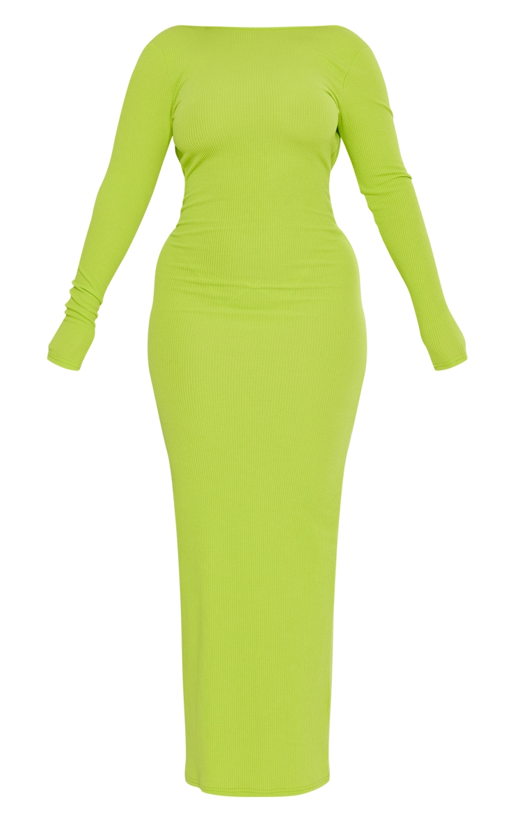 Shape Lime Crinkle Rib Low Back Maxi Dress image 5