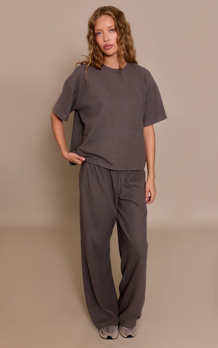 Charcoal Soft Touch Wide Leg Track Pants image 2